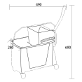 Seau à vadrouille professionnel avec diviseur et essoreuse 20 litres | Adexa GX101VL