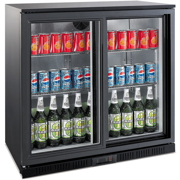 Glacière arrière bar 2 portes coulissantes 220 litres Noir | Adexa BC02PS