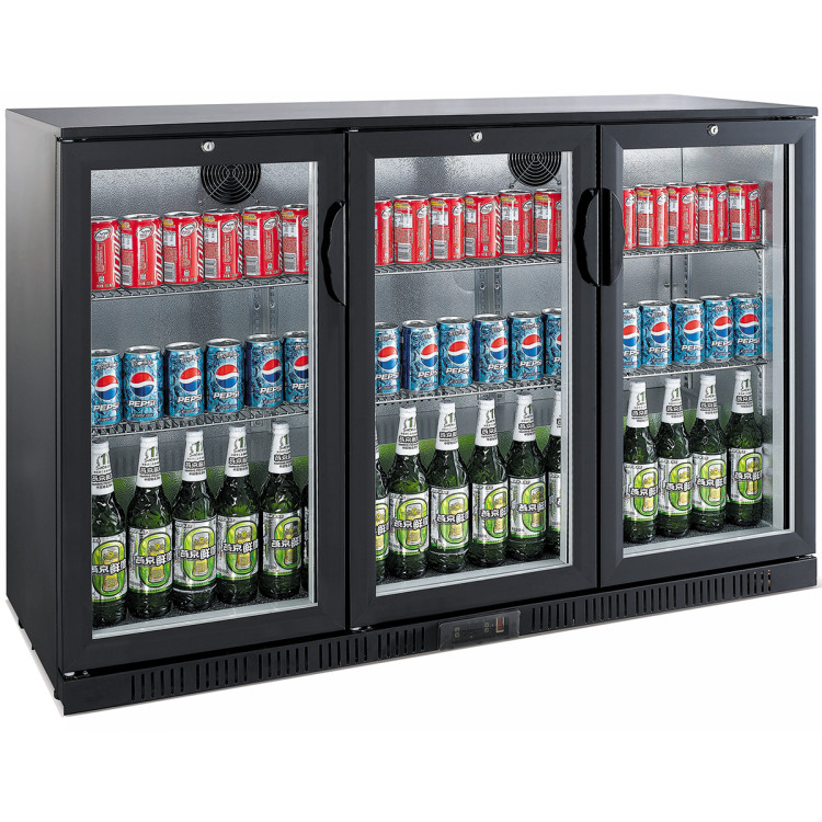 Glacière arrière bar 3 portes battantes 312 litres Noir | Adexa BC03PP