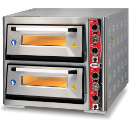 Four à Pizza Électrique Thermomètre Premium 2 chambres 620x920mm Capacité 6+6 pizzas à 12" 400V/3 phase | Adexa PF6292DET