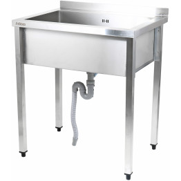 Lavabo à casseroles professionnel Acier inoxydable 1 bac Crédence 1200x600x900mm Pieds carrés | Adexa PSA12060