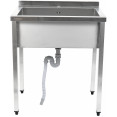 Lavabo à casseroles professionnel Acier inoxydable 1 bac Crédence 800x600x900mm Pieds carrés | Adexa PSA8060