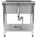 Lavabo à casseroles professionnel Acier inoxydable 1 bac Crédence Tablette inférieure 1000x700x900mm Pieds carrés | Adexa PSA10070U