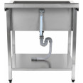 Lavabo à casseroles professionnel Acier inoxydable 1 bac Crédence Tablette inférieure 1200x600x900mm Pieds carrés | Adexa PSA12060U