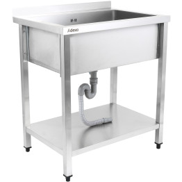 Lavabo à casseroles professionnel Acier inoxydable 1 bac Crédence Tablette inférieure 1200x600x900mm Pieds carrés | Adexa PSA12060U