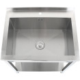 Lavabo à casseroles professionnel Acier inoxydable 1 bac Crédence Tablette inférieure 800x700x900mm Pieds carrés | Adexa PSA8070U