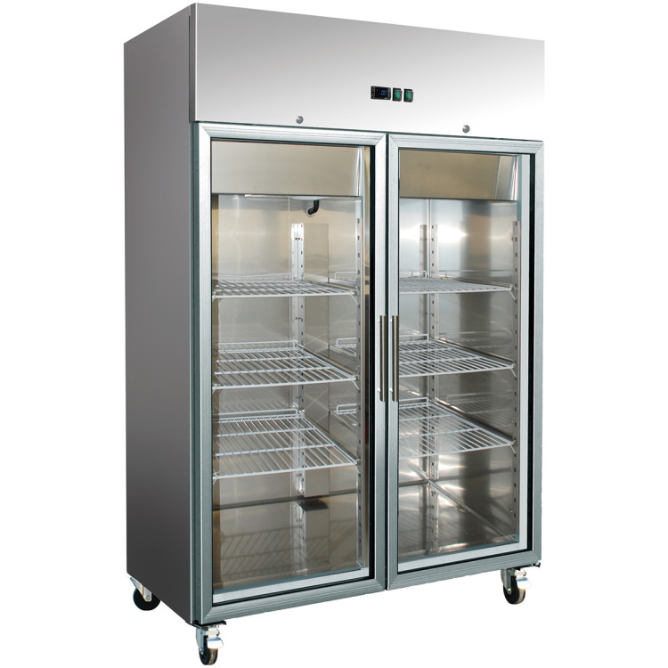 Réfrigérateur professionnel Armoire verticale 1400 litres Inox Double porte vitrée GN2/1 Refroidissement ventilé | Adexa R1400VGLASS Réfrigérateur professionnel Armoire verticale 1400 litres Inox Double porte vitrée GN2/1 Refroidissement ventilé | Adexa R1400VGLASS