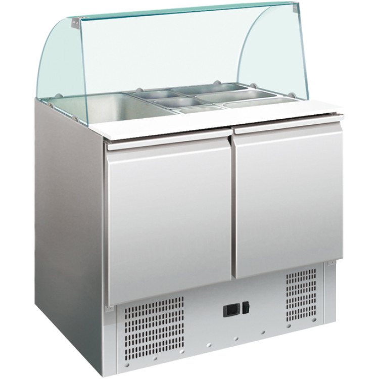 Saladette Plateau en verre 900x700x1350mm 2 portes | Adexa S900CG