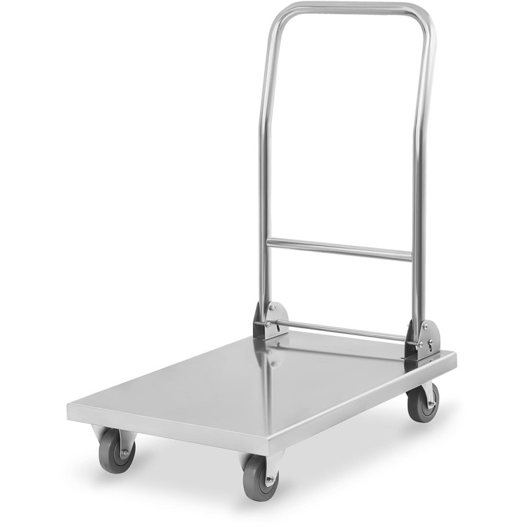 Chariot plate-forme Inox 800kg Poignée rabattable 1100x600x1060mm | Adexa ST047C