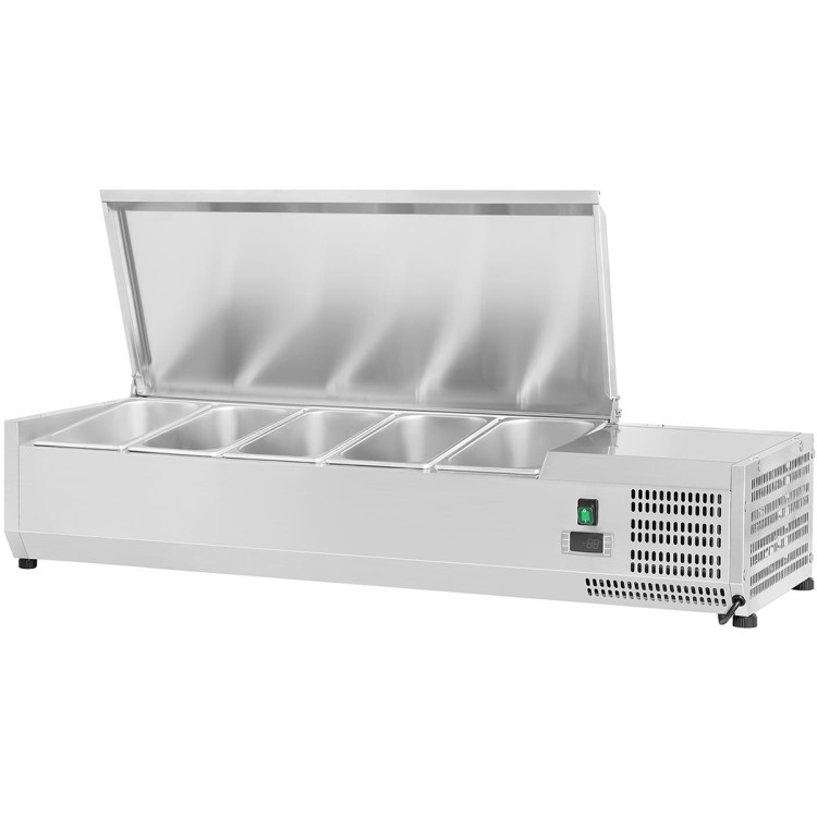 Service Réfrigéré Prep Top 1200mm 5xGN1/4 Profondeur 330mm Couvercle Inox | Adexa EA12
