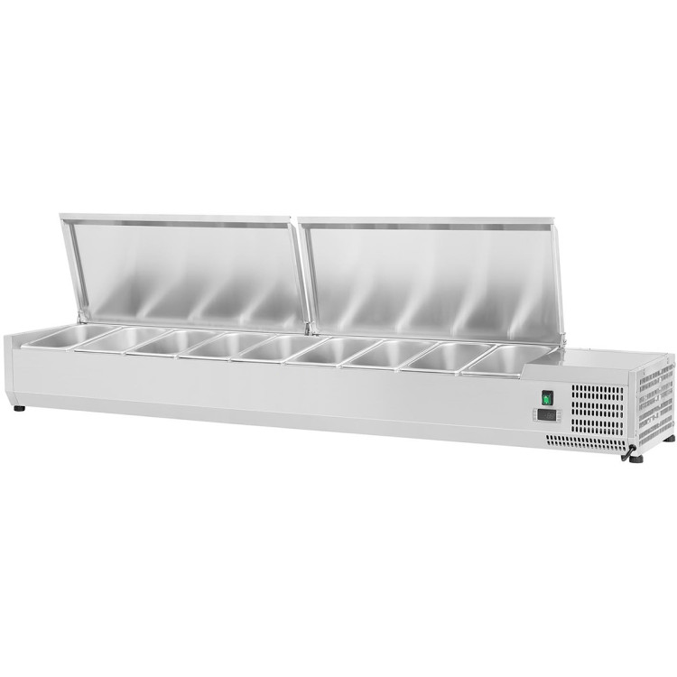 Service Réfrigéré Prep Top 1800mm 8xGN1/4 Profondeur 330mm Couvercle Inox | Adexa EA18