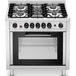 Four professionnel Bi-combustible Cuisinière à gaz 5 feux 14,3kW Four électrique 2,9kW | Eka EKC96M