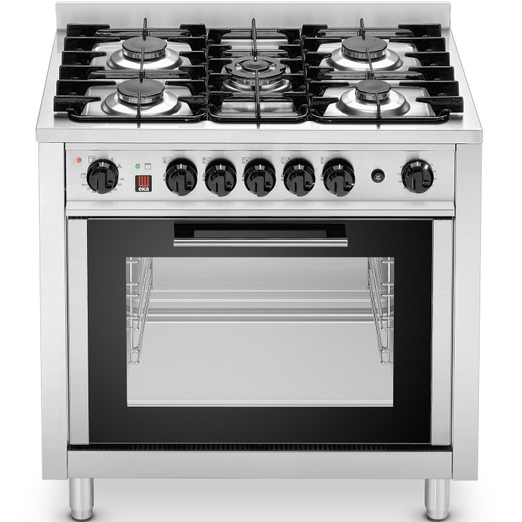 Four professionnel Bi-combustible Cuisinière à gaz 5 feux 14,3kW Four électrique 2,9kW | Eka EKC96M