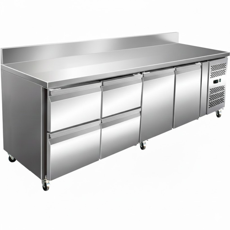 Comptoir réfrigéré commercial 2 portes 4 tiroirs Profondeur 700 mm | Adexa 4DRG42V