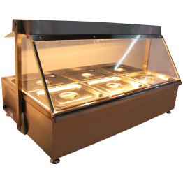 Vitrine bain-marie de comptoir avec lampes chauffantes, 6 bacs GN 1/3 avec couvercle en verre – 2600 W | Adexa AHD4W Vitrine bain-marie de comptoir avec lampes chauffantes, 6 bacs GN 1/3 avec couvercle en verre – 2600 W | Adexa AHD4W