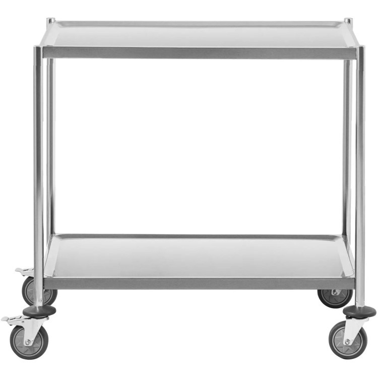 Chariot commercial en acier inoxydable à 2 niveaux, charge maximale 100 kg, dimensions 750 x 405 x 810 mm | Adexa 19213