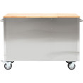 Coffre à outils roulant robuste en acier inoxydable avec plateau en bois, 6 tiroirs et 1 armoire latérale, dimensions : 1370 x 488 x 913 mm | Adexa 482038ASILVER