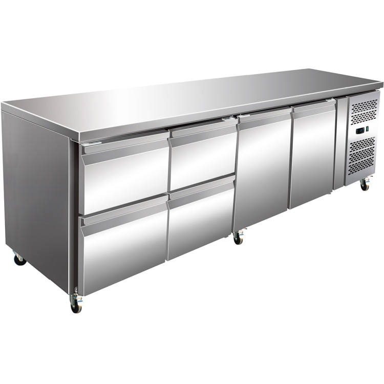 Comptoir Réfrigéré Professionnel 2 portes 4 tiroirs Profondeur 700 mm | Adexa 4DRG41V