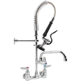 Robinet de prérinçage double température miniature de 15 cm avec douchette et robinet pivotant mural de 20 cm en laiton chromé | Adexa 5810A08