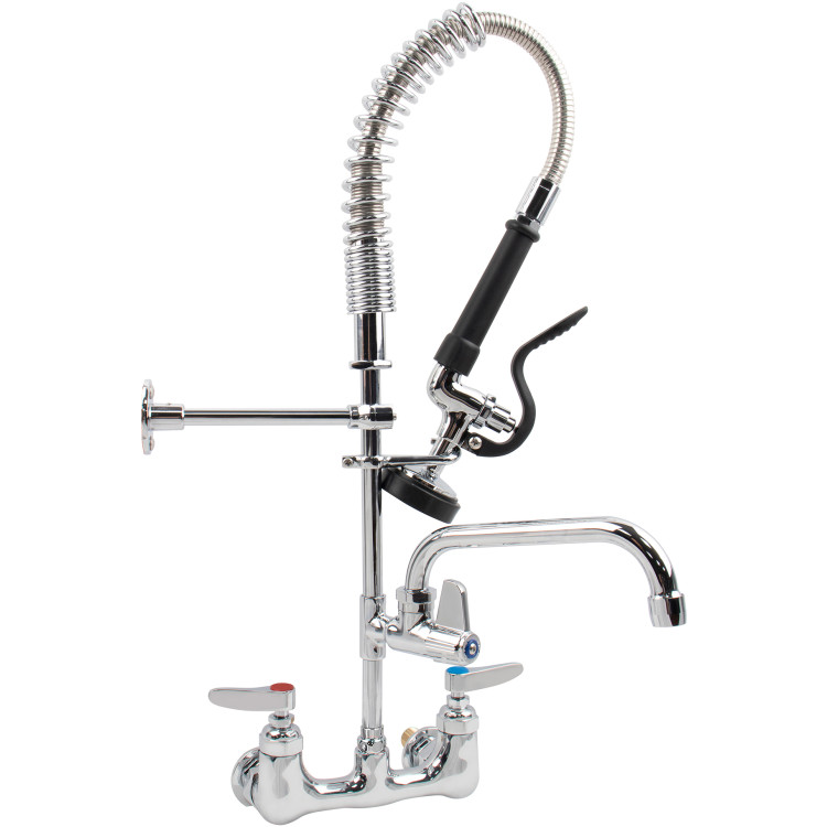 Robinet de prérinçage double température miniature de 15 cm avec douchette et robinet pivotant mural de 20 cm en laiton chromé | Adexa 5810A08