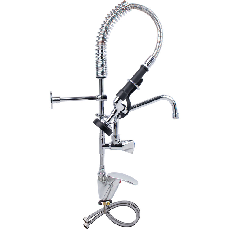 Mini robinet de prérinçage haute pression à double température, montage sur plage, monotrou, avec bec pivotant de 20 cm (8 po) et finition laiton chromé | Adexa 6801A08
