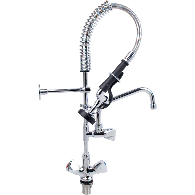 Robinet de prérinçage haute pression à double température, montage sur plage, monotrou, bec pivotant de 20 cm (8 po), laiton chromé | Adexa 6802A08