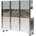 Coffre à outils roulant robuste en acier inoxydable avec plateau en bois, 15 tiroirs et 3 armoires supérieures, dimensions : 1978 x 510 x 1828 mm | Adexa 722038APSILVER