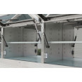 Coffre à outils roulant robuste en acier inoxydable avec plateau en bois, 15 tiroirs et 3 armoires supérieures, dimensions : 1978 x 510 x 1828 mm | Adexa 722038APSILVER