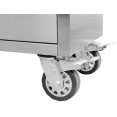 Coffre à outils roulant robuste en acier inoxydable avec plateau en bois, 15 tiroirs, 1978 x 485 x 908 mm | Adexa 722038ASILVER