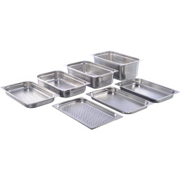 Casserole gastronorme en acier inoxydable perforée GN1/1, profondeur 200 mm | Adexa 8118P