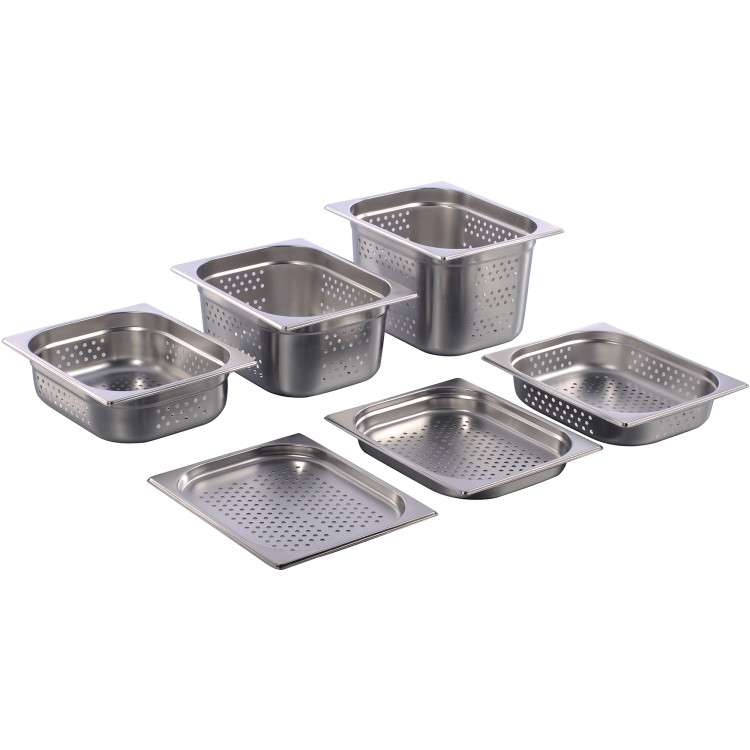 Casserole gastronorme en acier inoxydable perforée GN1/2, profondeur 200 mm | Adexa 8128P
