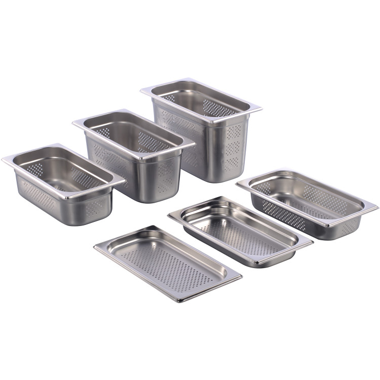 Casserole gastronorme en acier inoxydable perforée GN1/3, profondeur 150 mm | Adexa 8136P