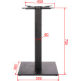 Pied de table carré en fonte noire 500 x 500 x 720 mm | Adexa A037C