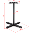 Pied de table en fonte noire à base en croix 610 x 720 mm | Adexa A120A