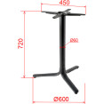 Pied de table tripode en fonte noire 600 x 720 mm | Adexa A138