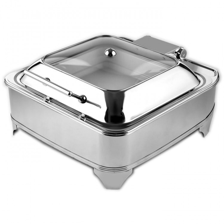 Chafing Dish Chauffage électrique GN2/3 Couvercle en verre Inox 5,5 litres | Adexa AD3202