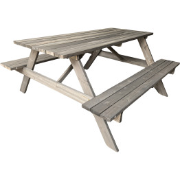 Table de pique-nique extérieure en bois avec bancs, 6 places, résistante aux intempéries, 1600 x 1600 x 750 mm | Adexa AD88822 Table de pique-nique extérieure en bois avec bancs, 6 places, résistante aux intempéries, 1600 x 1600 x 750 mm | Adexa AD88822