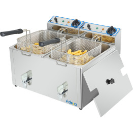 Friteuse électrique professionnelle de comptoir à double cuve (2 x 8 litres) - Dimensions : 530 x 450 x 360 mm | Adexa AFR004