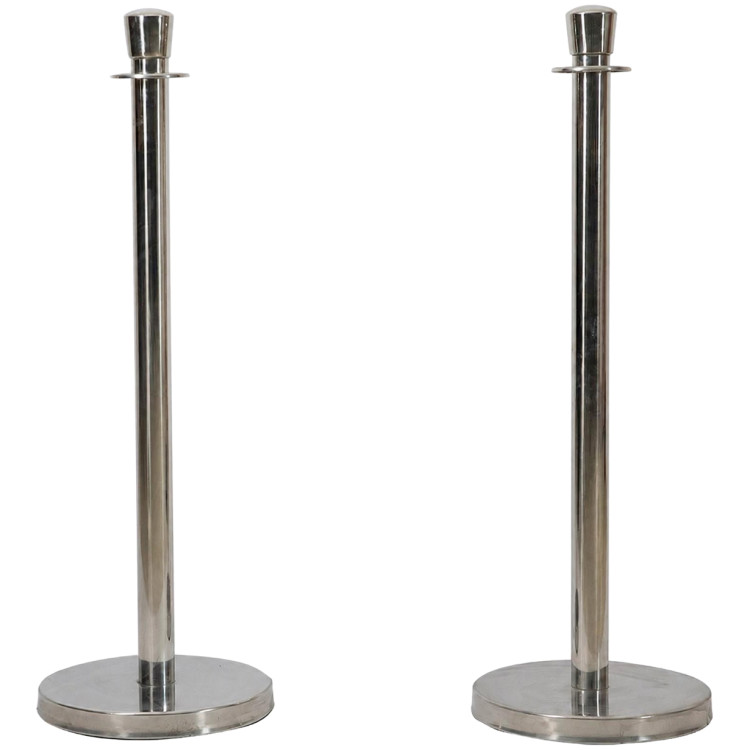 Lot de 2 poteaux argentés à sommet incurvé, 950 mm, en acier inoxydable | Adexa AOX208