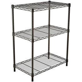 Étagère légère à 3 niveaux, mini, 270 kg, largeur 600 mm, profondeur 350 mm, hauteur 900 mm, fil noir | Adexa AZON202