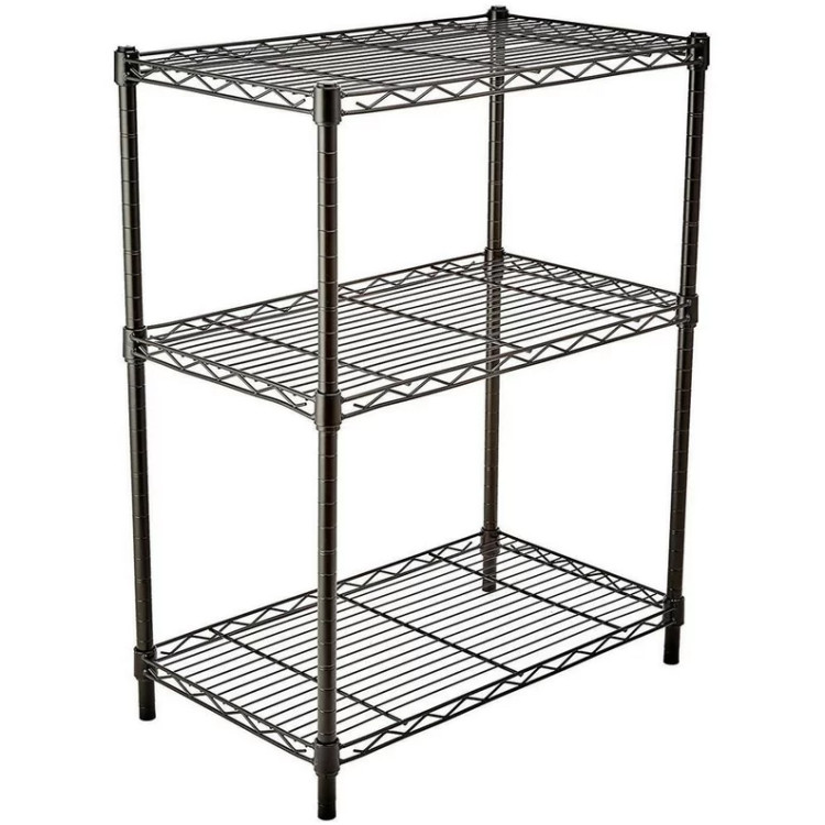 Étagère légère à 3 niveaux, mini, 270 kg, largeur 600 mm, profondeur 350 mm, hauteur 900 mm, fil noir | Adexa AZON202