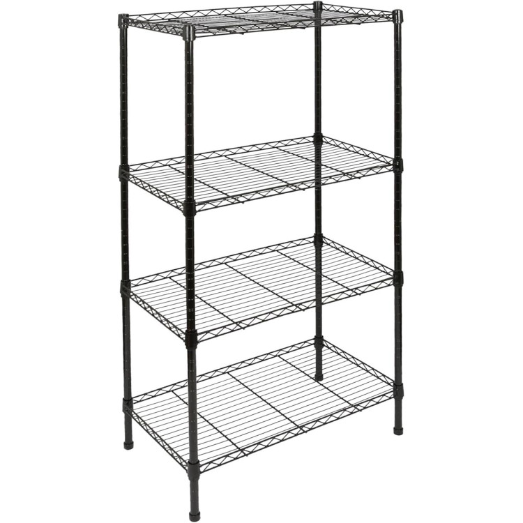 Étagère légère à 4 niveaux, charge maximale 360 kg, largeur 600 mm, profondeur 350 mm, hauteur 1200 mm, fil noir | Adexa AZON206