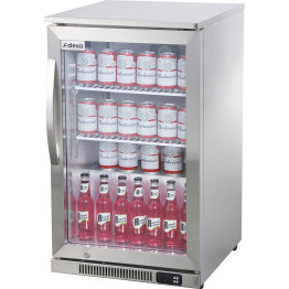Réfrigérateur de bar commercial 110 litres, 1 porte vitrée à charnières, acier inoxydable, dimensions 500 x 550 x 860 mm | Adexa BBC1HS