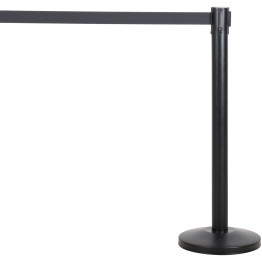 Poteau de barrière noir avec ceinture rétractable noire 2m | Adexa BBP01A