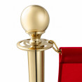 Ensemble de barrière de file d'attente commerciale avec 2 poteaux à boule dorée et panneau en tissu rouge 1430 mm | Adexa BBP02CCR