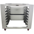 Socle pour four mixte/convection avec grille à lèchefrite en acier inoxydable à 7 niveaux, mobile sur roulettes, compatible avec les lèchefrites GN 1/1 | Adexa BCF95N