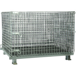 Caisse de stockage robuste en treillis métallique, pliable et empilable, en acier zingué, capacité de 500 kg, dimensions : 1200 x 1000 x 890 mm | Adexa BHK34