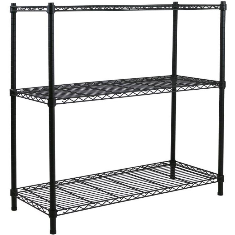 Étagère commerciale à 3 niveaux, charge maximale 750 kg, largeur 750 mm, profondeur 350 mm, fil noir | Adexa AMJ536