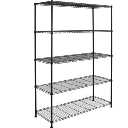 Étagère commerciale 5 niveaux, charge maximale 1250 kg, largeur 900 mm, profondeur 350 mm, fil métallique noir | Adexa AMJ576