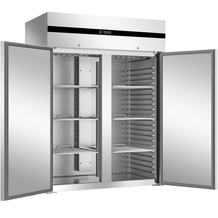 Réfrigérateur commercial vertical en acier inoxydable à double porte, 1300 L, 1347 × 830 × 2010 mm | Adexa BLUEINOX202 Réfrigérateur commercial vertical en acier inoxydable à double porte, 1300 L, 1347 × 830 × 2010 mm | Adexa BLUEINOX202